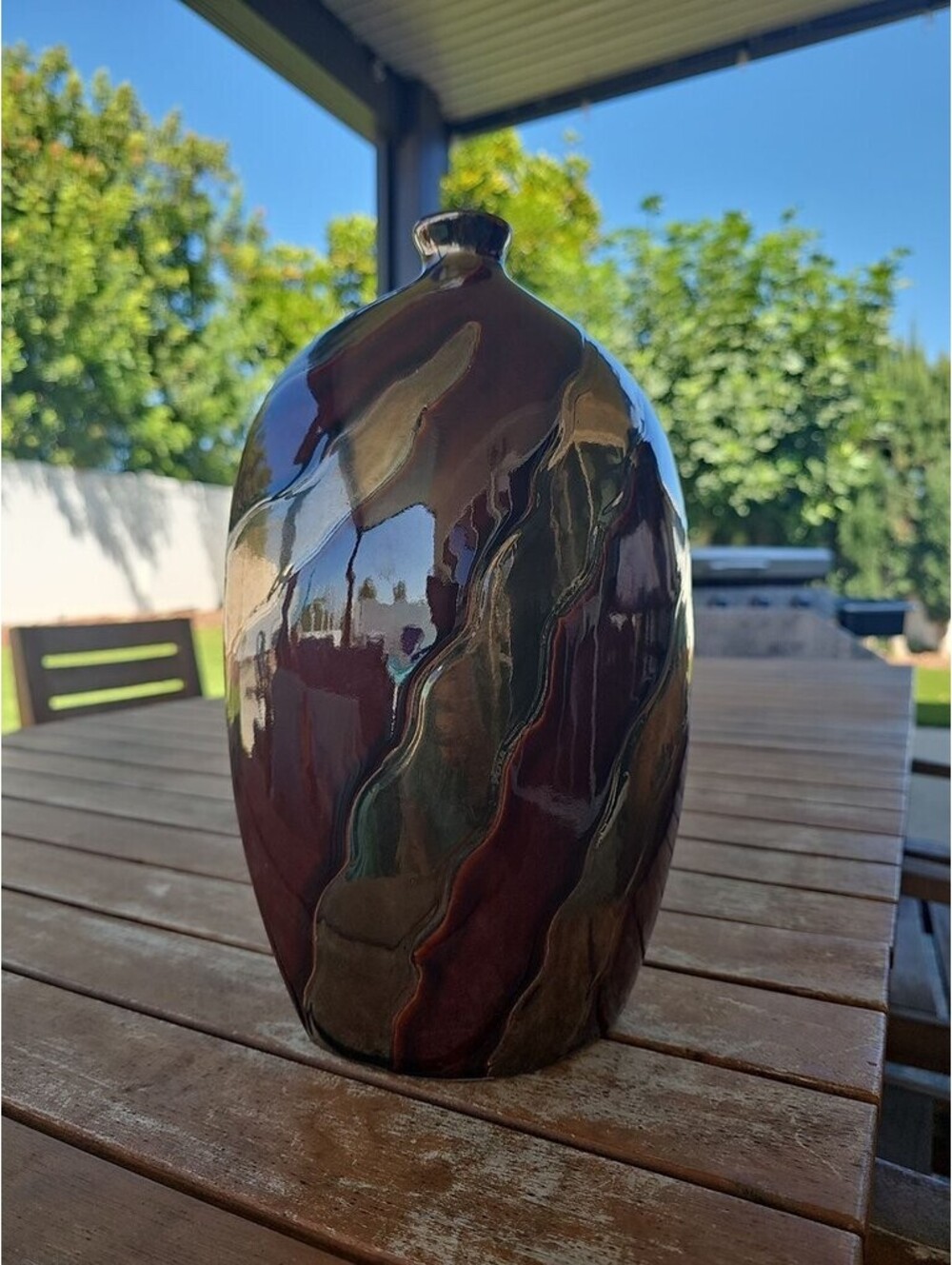 Vintage Ceramic Vase with Abstract Glaze